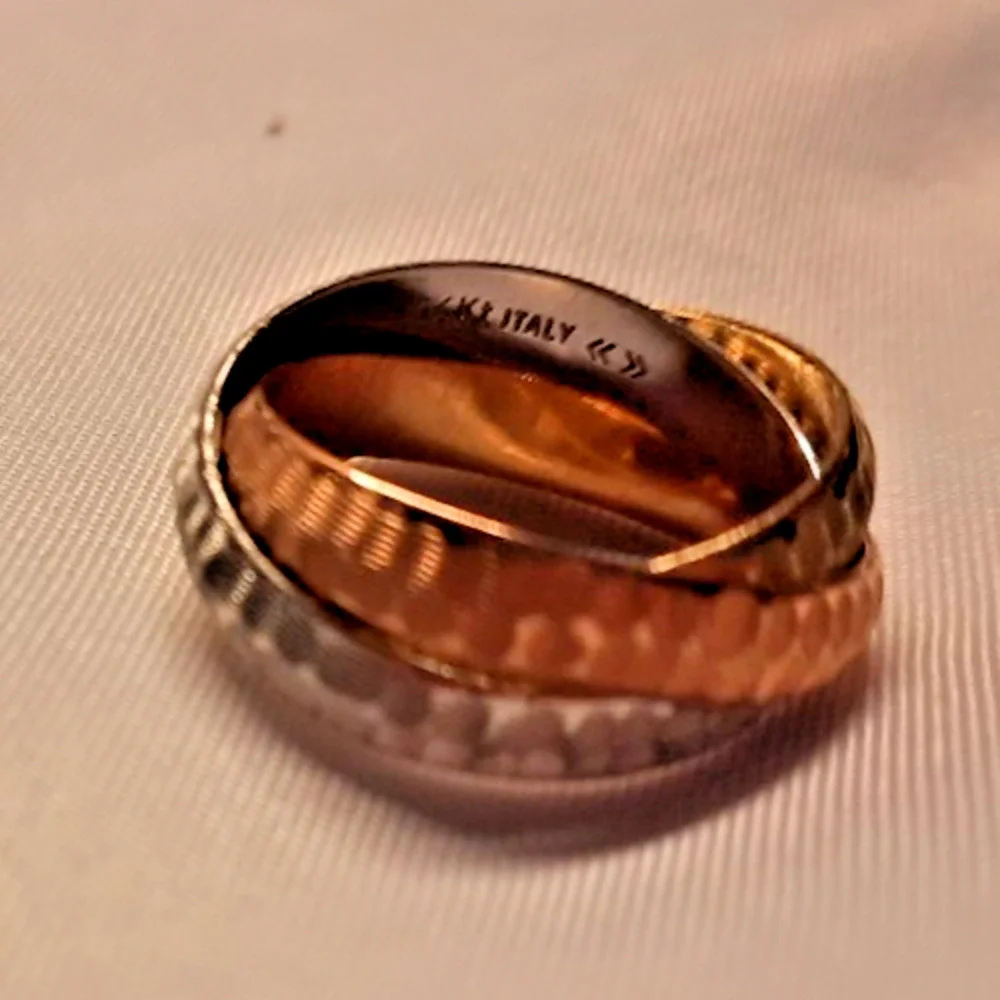 vtg 14K Gold Tri-Color Infinity Ring 6.4g size 5.5 matte dull finish beveled